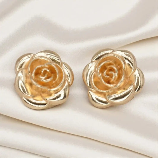 Gold Tone Camellia Rose Button Cover