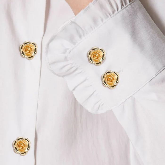 Gold Tone Camellia Rose Button Cover