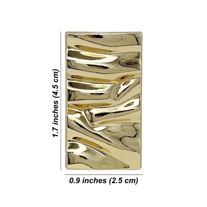 Ani Accessories Gold Wavy Rippled Rectangle Buckle Size written on the white background.