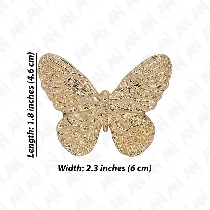 Ani Accessories Golden Butterfly Metal Buckle in a white background showing the size.