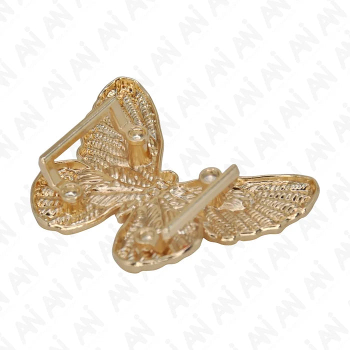 Ani Accessories Golden Butterfly Metal Buckle backside image of the buckle in a white background.