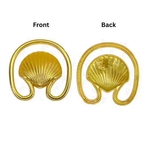 Ani Accessories Clam Seashell gold Metal Buckle front and back image in the white background.
