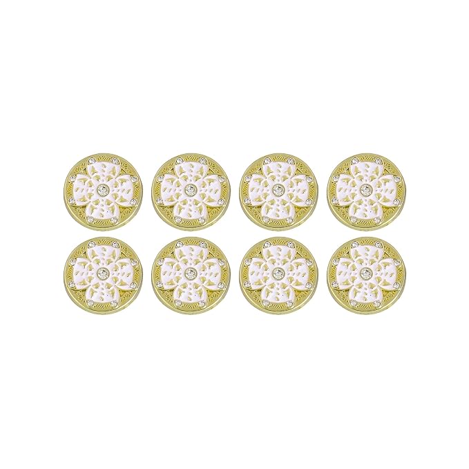 Golden Floral Metal Buttons with White Centers