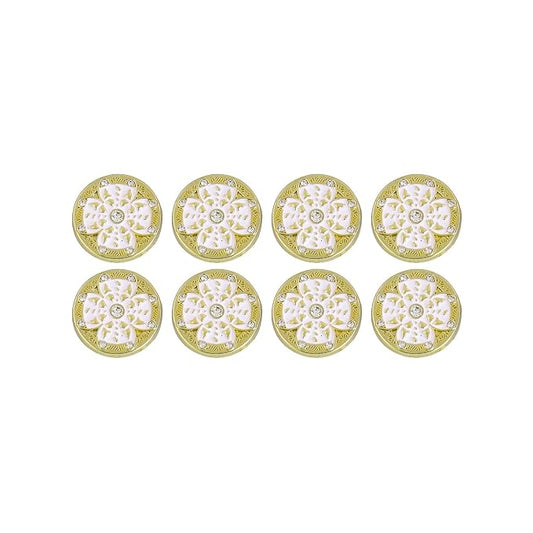 Golden Floral Metal Buttons with White Centers