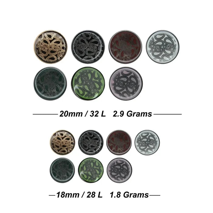 Golden Paisley Design with Shank Metal Button | 18mm(28L) & 20mm(32L)