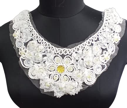 Ani Accessories golden stone center pearl and diamond floral design neckline with intricate embroidery