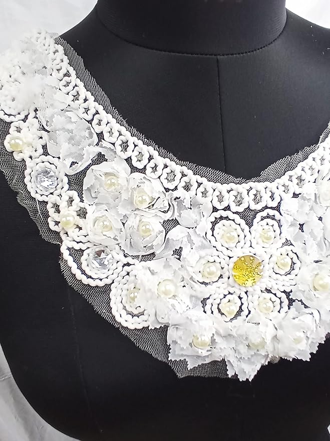 Premium golden stone pearl and diamond floral neckline for ethnic and designer outfits