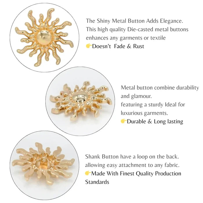 Golden Sun Metal Buttons | 50mm(80L)
