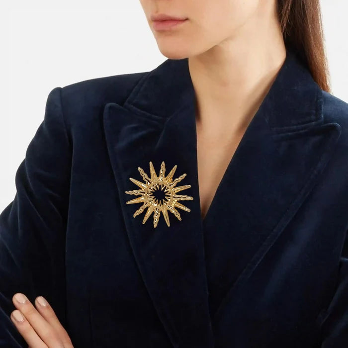Golden Sunburst Brooch