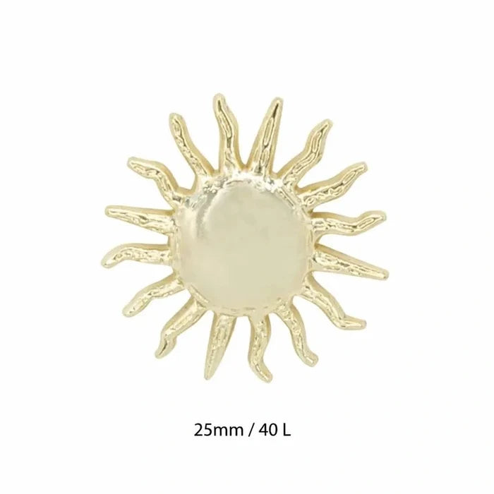 Golden Sunburst with Radiant Rays Metal Button | 25mm(40L)