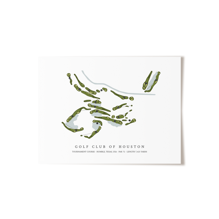 Golf Club of Houston - Tournament Course | Golf Course Map | Unframed