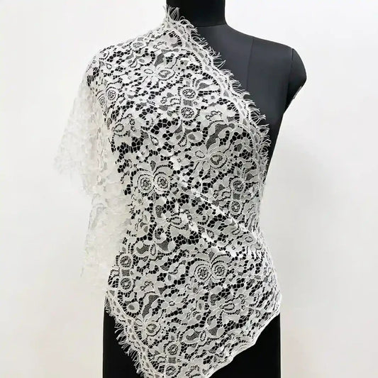 Graceful floral dyeable corded lace fabric 17 inches by Ani Accessories for dresses and couture styling