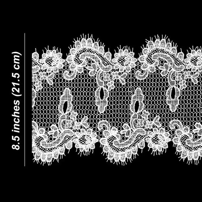Graceful Lace with Floral Motifs | Width 21.5cm (8.5 inches) 215mm | SKU-FML-41