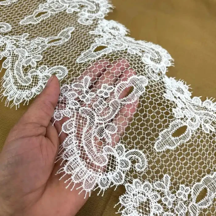 Graceful Lace with Floral Motifs | Width 21.5cm (8.5 inches) 215mm | SKU-FML-41