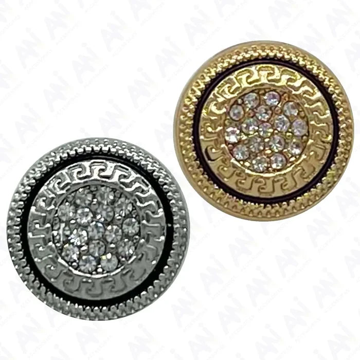 Greek Pattern Rhinestone Metal Shirt Buttons | 13mm(21L)