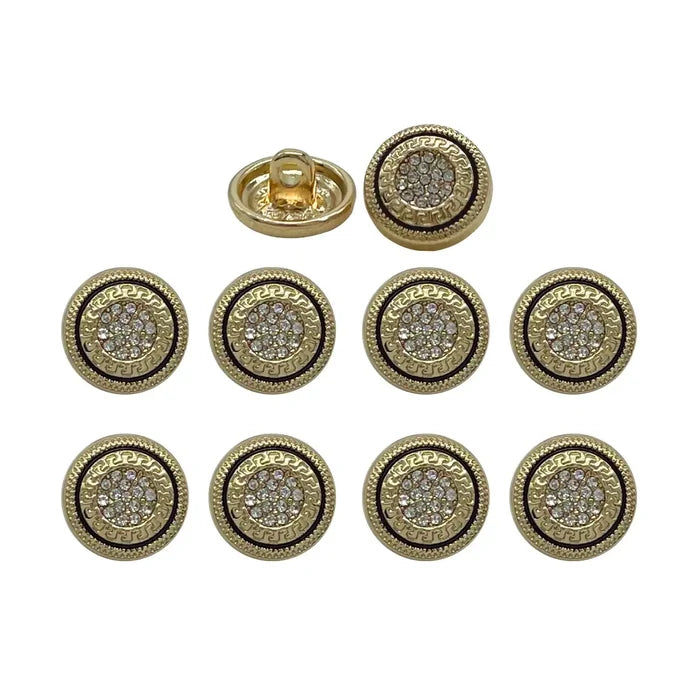 Greek Pattern Rhinestone Metal Shirt Buttons | 13mm(21L)