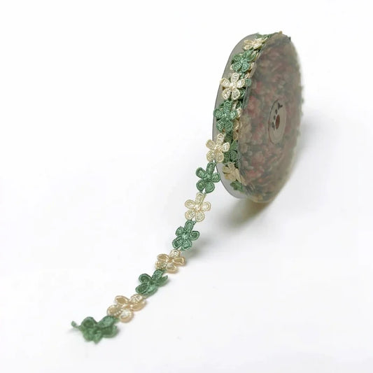 Green Beige Floral Lace