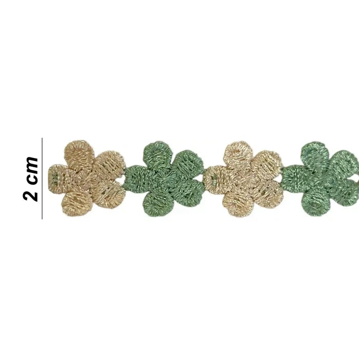 Green Beige Floral Lace