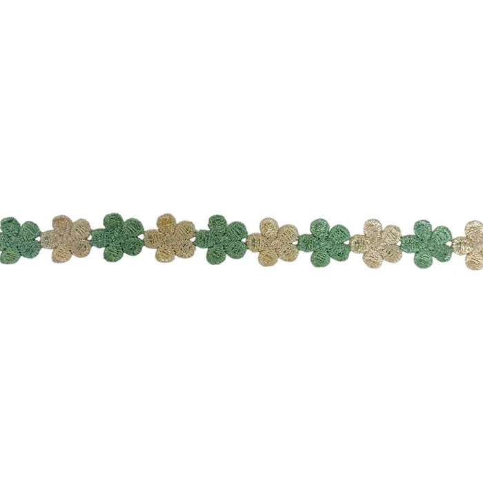 Green Beige Floral Lace