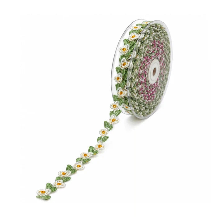Green White Floral Lace