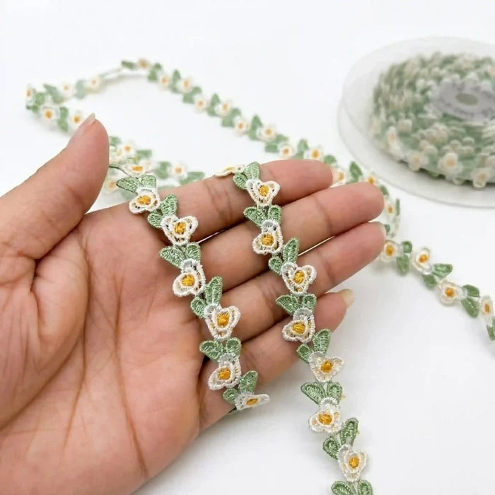 Green White Floral Lace