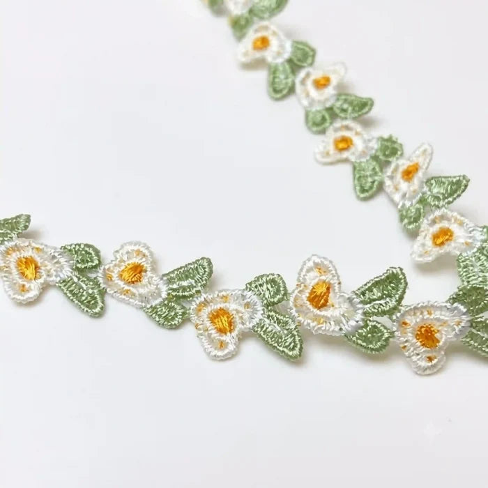 Green White Floral Lace