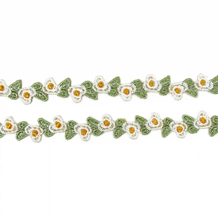 Green White Floral Lace