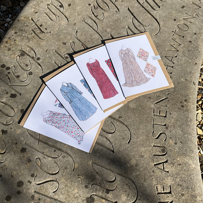 Greeting cards - Set of 4 - inspired by Jane Austen's quilt - NEW