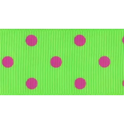 1-1/2" x 20 yd / Lime/Hot Pink Dots / Single roll