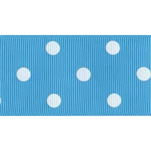 1-1/2" x 20 yd / Turquoise/White Dots / Single roll