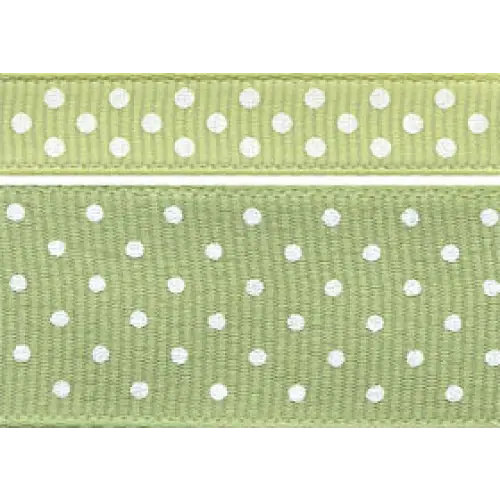 Grosgrain Swiss Dot - 3/8’’ x 20 yd / Moss