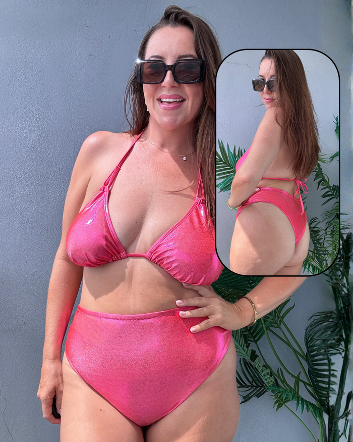 Guava Glow High Waist Cheeky Bikini Bottom