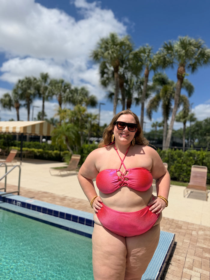 Guava Glow High Waist Cheeky Bikini Bottom