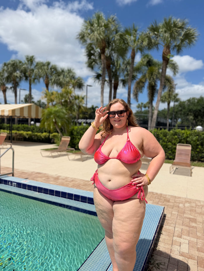 Guava Glow Triangle Bikini Top