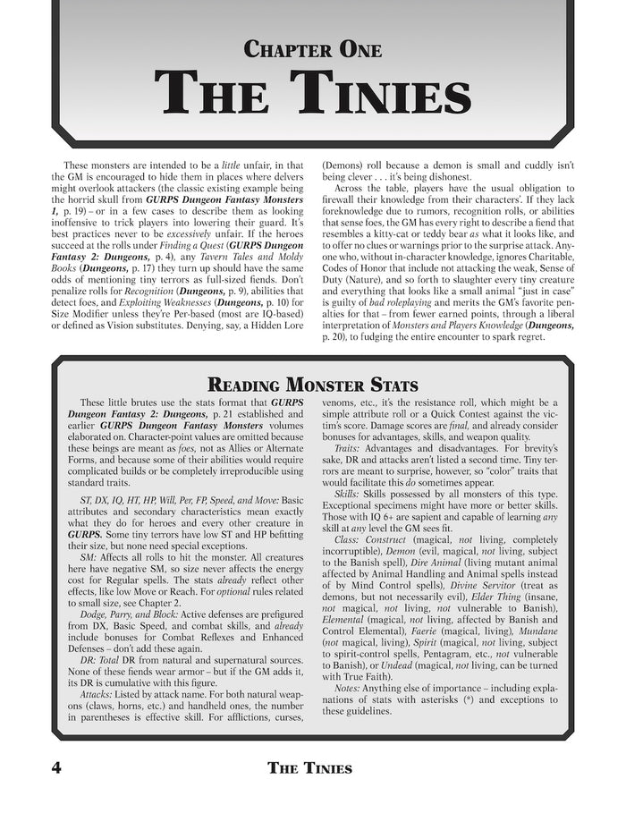 GURPS Dungeon Fantasy Monsters 6: Tiny Terrors