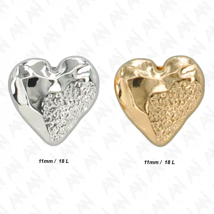 Hammered Heart Shape Shirt Button | 11mm(18L)