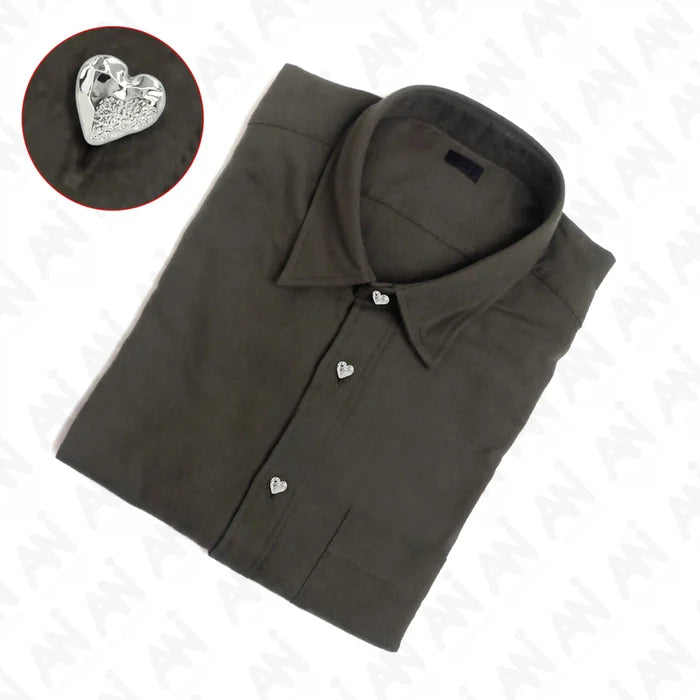 Hammered Heart Shape Shirt Button | 11mm(18L)