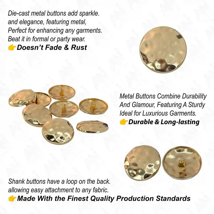 Hammered Style Metal Buttons | 28mm(44L)