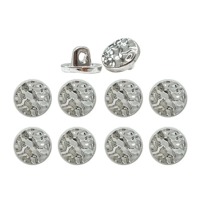 Hammered Tone Metal Button with Textured Finish | 10mm(16L)