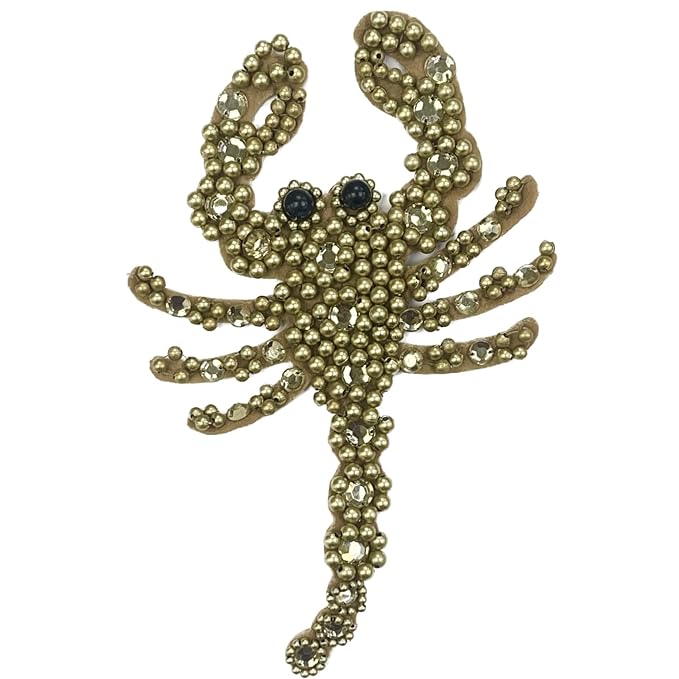 Handmade Scorpion Beaded Pearl Sew Patch