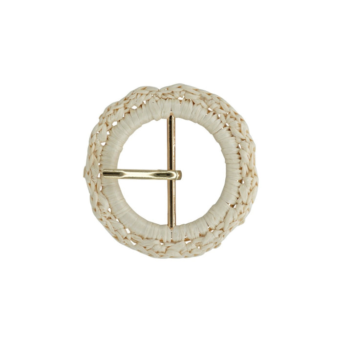Handwoven Natural Straw Round Raffia Buckle
