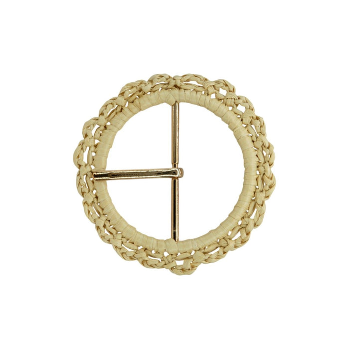 Handwoven Natural Straw Round Raffia Buckle