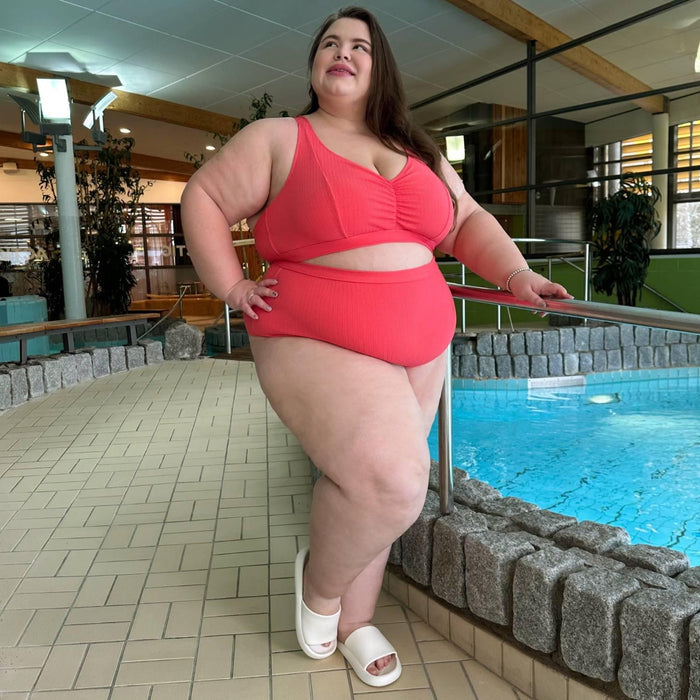 Hasta La Vista Rib Bikini Bottoms - Coral - Snag