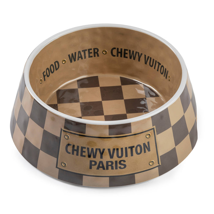 Checker Chewy Vuiton Bowl Dog Bowls  Multiple sizes to choose from. - Dog.Dog.Cat.