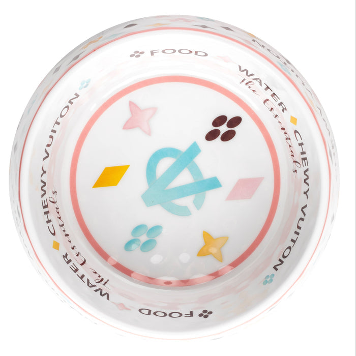 White Chewy Vuiton Dog Bowl - 3 Sizes!! Dog Food Bowl - Dog.Dog.Cat.