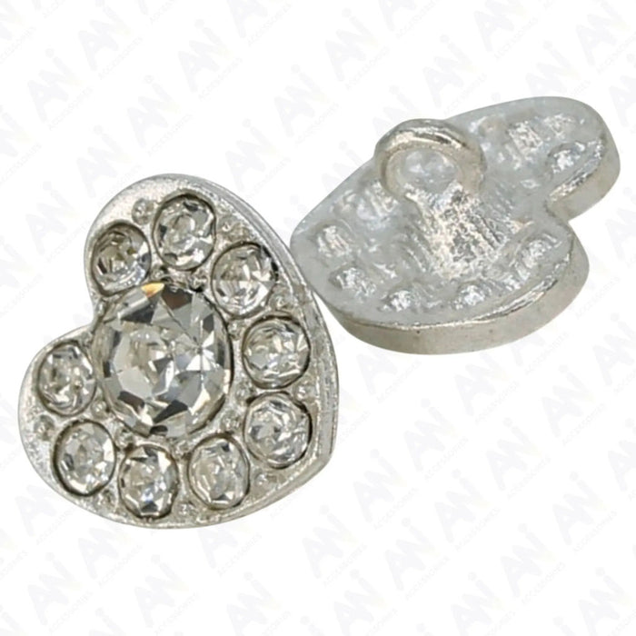 Heart Shape Dome Rhinestone Buttons | 15mm(24L)