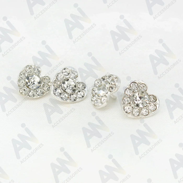 Heart Shape Dome Rhinestone Buttons | 15mm(24L)