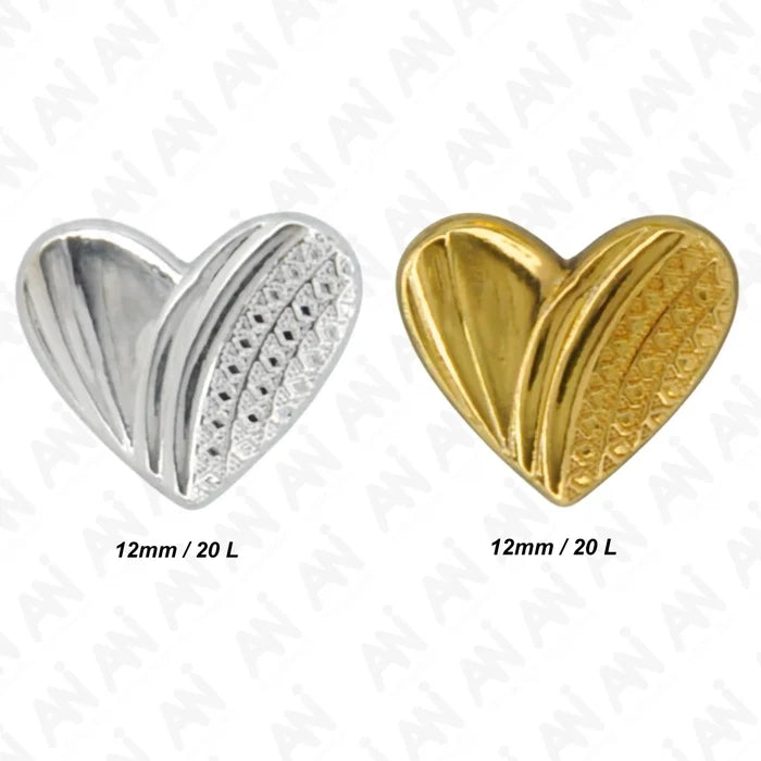 Heart Shape Metal Shirt Buttons | 12mm(20L)