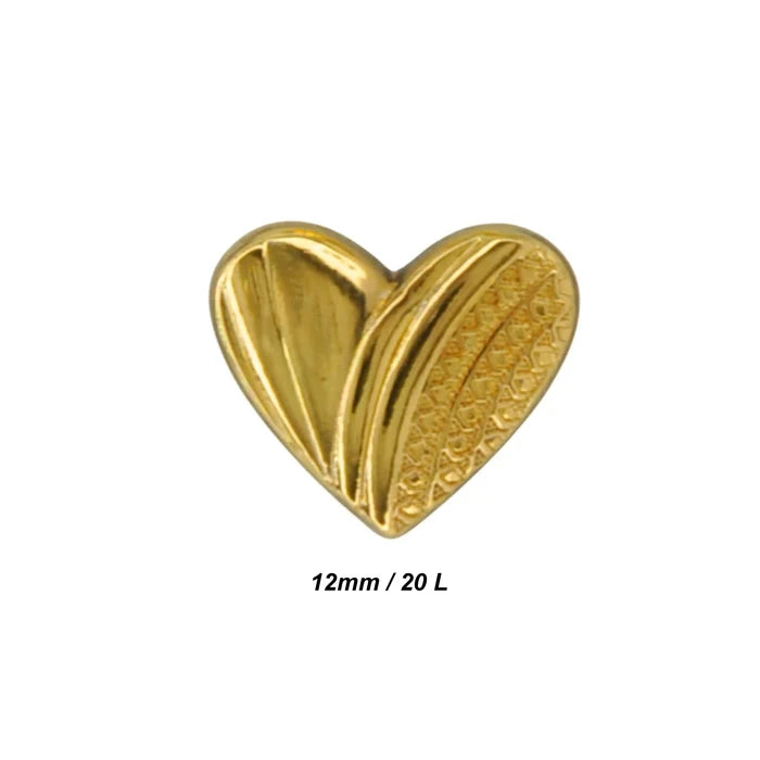 Heart Shape Metal Shirt Buttons | 12mm(20L)