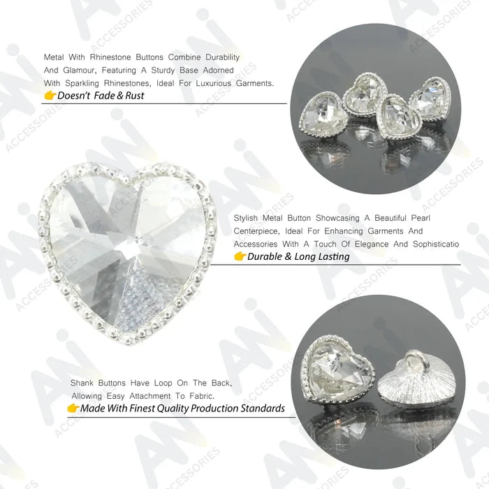 Heart Shape Shank Buttons | 17mm(27L)